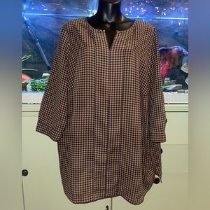 Ladies Lands End hounds tooth blouse size 1X